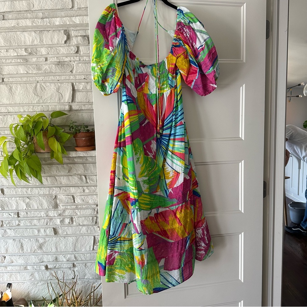 Farm Rio tropical leaf midi dress